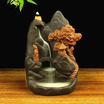 

High Mountain Smoke Waterfall Backflow Incense Burner Ancient Poet Lofty Mountains And Flowing Water Incense Stick Holder Crafts