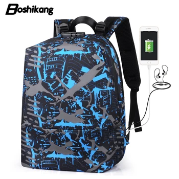 

Boshikang Fashion Anti Theft Men Backpack Oxford USB Charging Casual Backpacks Large Capacity 15.6inch Laptop Backpack Trendy