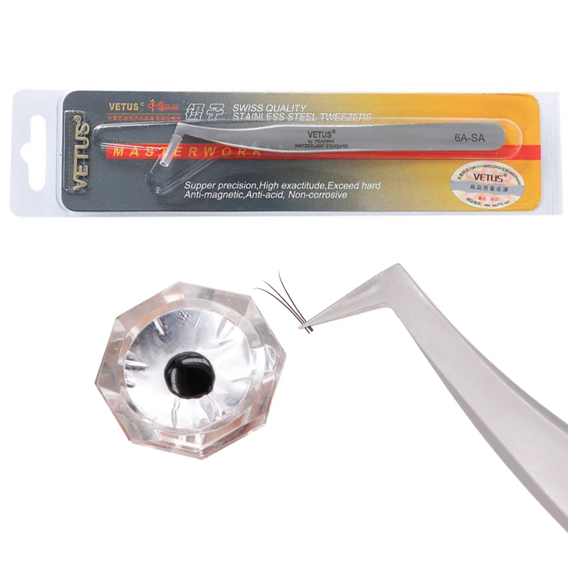 

VETUS 6A-SA Eyelash Tweezers 3D Volume Eyelash Extension Stainless Steel Anti-static Fan Eye Lash Tweezer