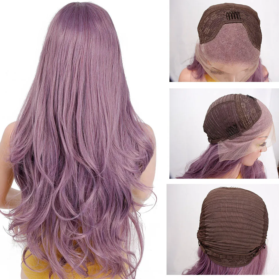 I's a wig Long WavySynthetic Lace Front Wigs Purple Lace Wig For Black /White Women can Cosplay Wave Pink Brwon Wigs