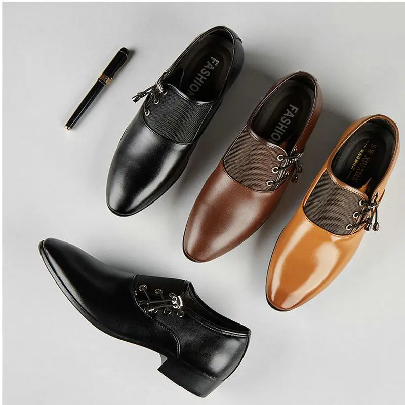 

Fashion Man Formal Shoes High Quality Breathable PU Leather Personality Men Business Dress Oxford Wedding Shoes big size LK-43