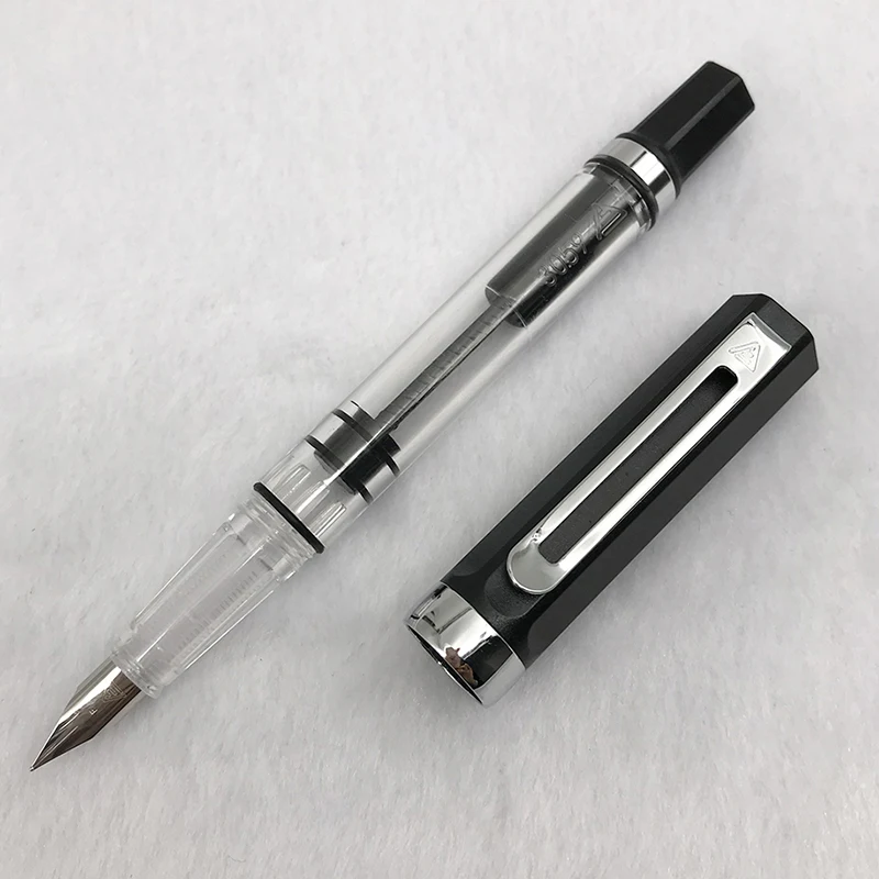 

1-Piece Lanbitou Matte Black Transparent Fountain Pen F/EF Nib Plastic Piston Filler Writing Ink Pens School Office Supplies