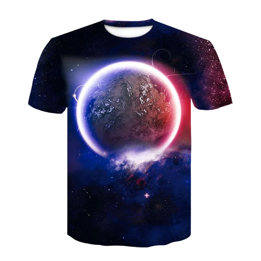 

Earth T shirt summer men and women novel design galaxy earth T shirt personality 3D trendy half sleeve T shirt