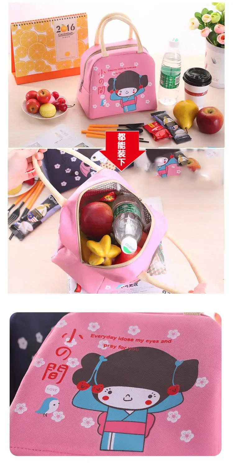 Мультфильм милый портативный Термосумка для обедов изоляцией коробки для обедов большая сумка-охладитель Bento мешок обед контейнер школы