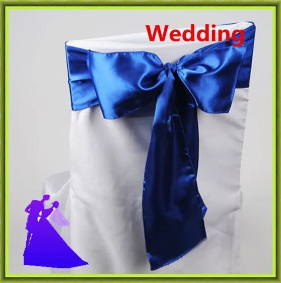 Marious Brand 100pcs 18*275cm blue satin chair sash banquet chair sash