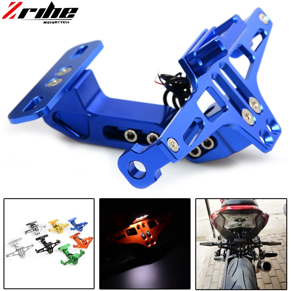 

Motorbike Adjustable Angle Aluminum License Number Plate Holder Bracket For Yamaha R1 R6 R3 FZ1 FZ6 MT07 MT09 XJ6 TMAX 500 530
