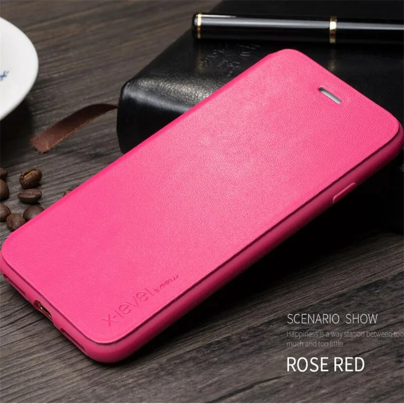 X Level противоударный ультра тонкий флип чехол для мобильного телефона кожаный Apple