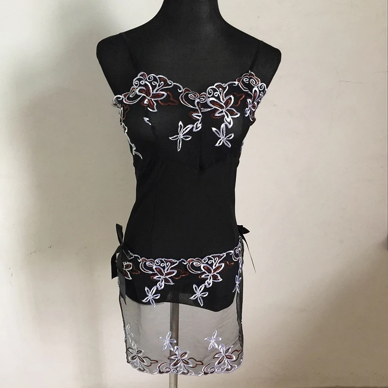Hot Newly Design Embroidery Sexy Lingerie Set Lady Print Perspective Lure pajamas Erotic Floral Slips For Women Plus Size S-6XL