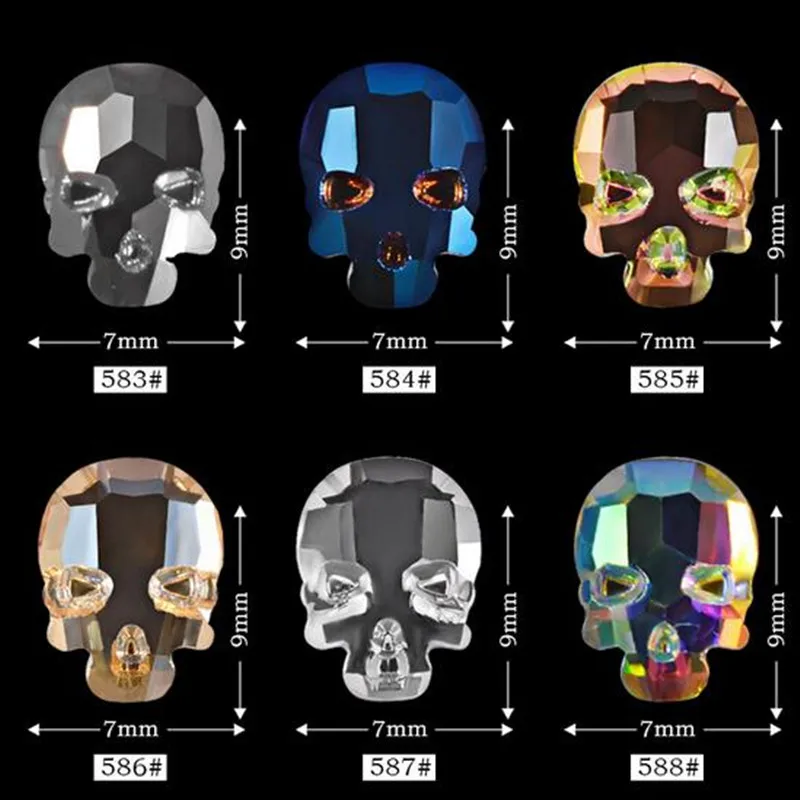 10 шт./лот наклейки для ногтей плоская задняя головка черепа 3d украшения Стразы