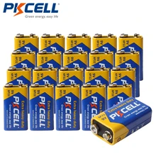 PKCELL – batterie carbone-Zinc 9V 6F22, 20 pièces, très résistante, à usage unique, pour alarme de fumée, thermomètre électronique