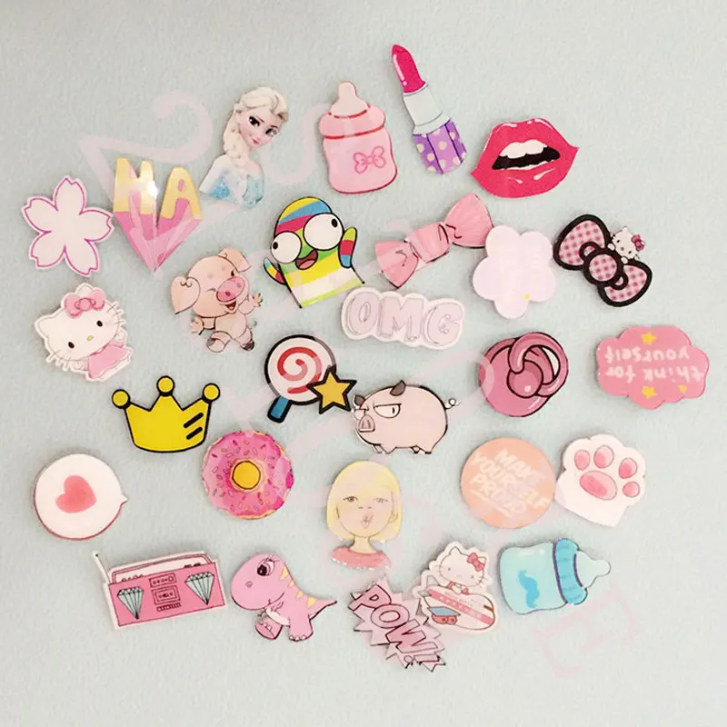 1 PCS Pink Color Icons Free Shipping Kawaii Acrylic Badge Cartoon Pin Badges Bag Backpack Decoration Pins Icon
