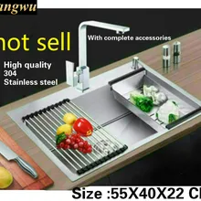 Tangwu кухонная раковина ручной работы 4 мм Толстая прочная пищевая 304 нержавеющая сталь один слот маленький 55x40x22 см