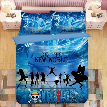 

3D Anime One Piece Duvet Cover Sets 3D Bedding Set Luxury Comforter cover Pillowcase single double king blue quilt cover sets
