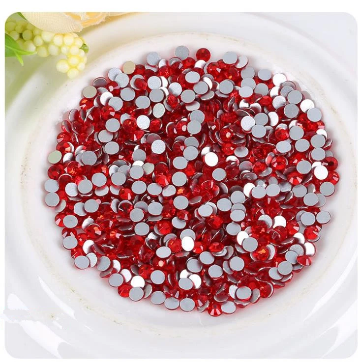 

Glue on Lt Siam color Rhinestones ss3-ss30 Flat Back Non HotFix Nail art Rhinestone Glass Nail Art Decorations Mix Rhinestone