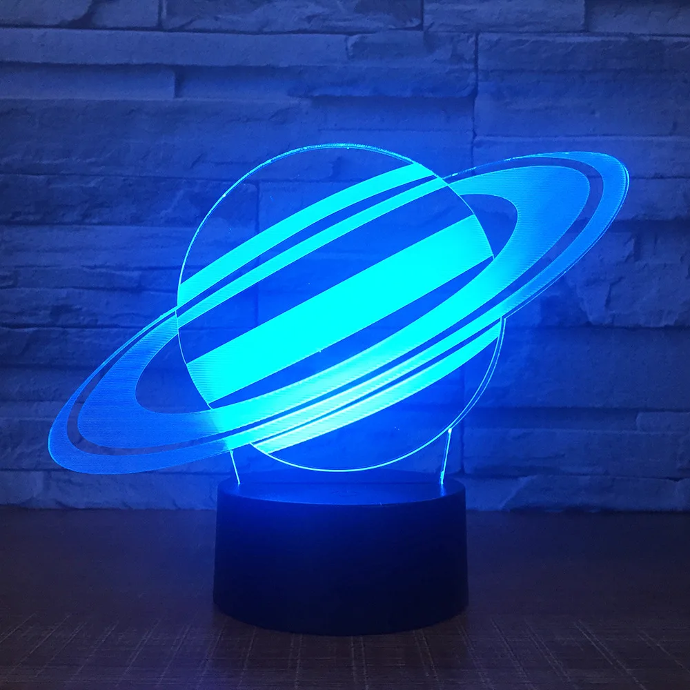 Ночник с 3D иллюзией Сатурн 7 меняющихся цветов светодиодсветодиодный