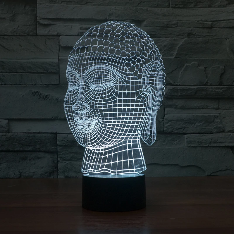 7 меняющихся цветов 3d иллюзия ночник с Буддой|night light|3d illusion night light3d |