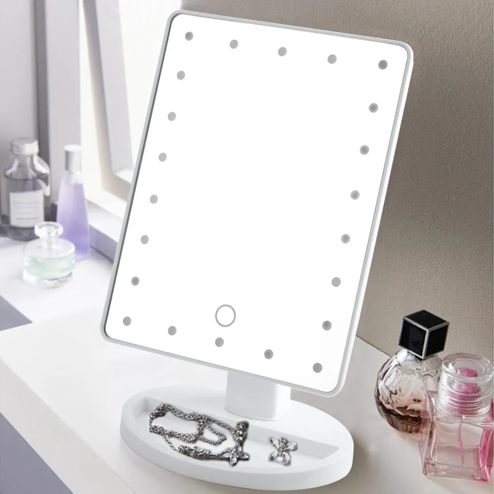 

22 LED Lighted Makeup Mirrors With Adjustable LED Light Touch Screen Bright Mirrors For Beauty Makeup USB Cable Battery Use