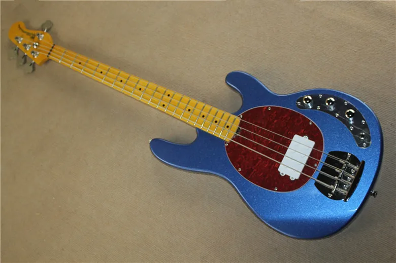 Metallic Blue Music Man Ernie Ball Sting Ray 4 String Electric Bass Guitar with active pickups 9V battery Metallic Blue Music Man Ernie Ball Sting Ray 4 String Electric Bass Guitar with active pickups 9V battery
