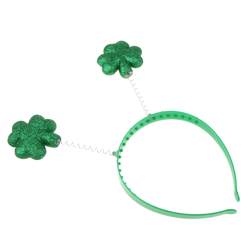 Happy St Patricks Day Glitter Shamrock Headband Funny Party Favors Green