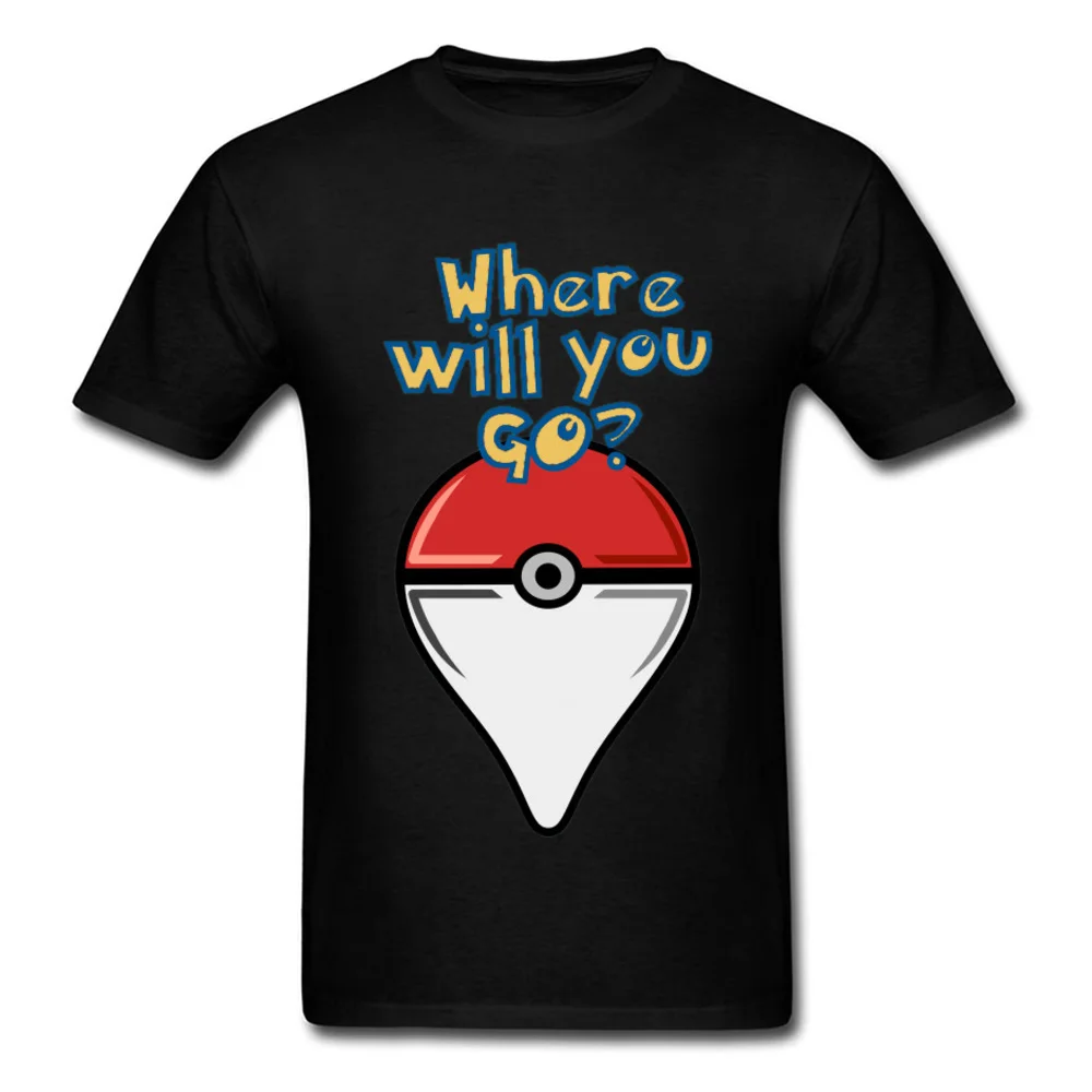 Pokemon T-shirt Men Pocket Monster Tshirt Pokemon Let's Go Tops Tees GPS Where Are You Go Novelty T Shirt Pikachu Funny Anime