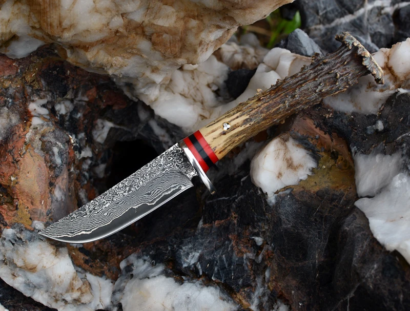 

Voltron Antlers Damascus Steel Straight Knives, Collectible Gift Knives, Outdoor Camping Multipurpose Knives, Tactical Straight