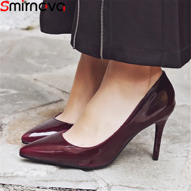 

Smirnova plus size 34-47 fashion pumps women shoes pointed toe shallow high heels shoes women elegant prom wedding shoes woman