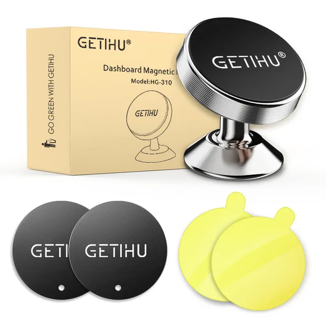 GETIHU Mini Universal Magnetic Car Phone Holder in Car Metal Plate Magnet Cell Mobile Smartphone Stand Mount For iPhone Samsung - Цвет: Silver With Box