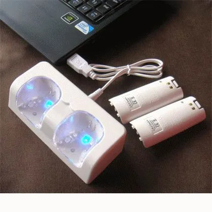 

White Charger Dock Station + 2 Battery Packs for Nintendo Wii Remote Controller