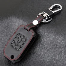 3 кнопки Кожаный Автомобильный брелок Карманный чехол Чехол для Honda Civic CR-V HR-V Accord Jade Crider Odyssey- дистанционная защита