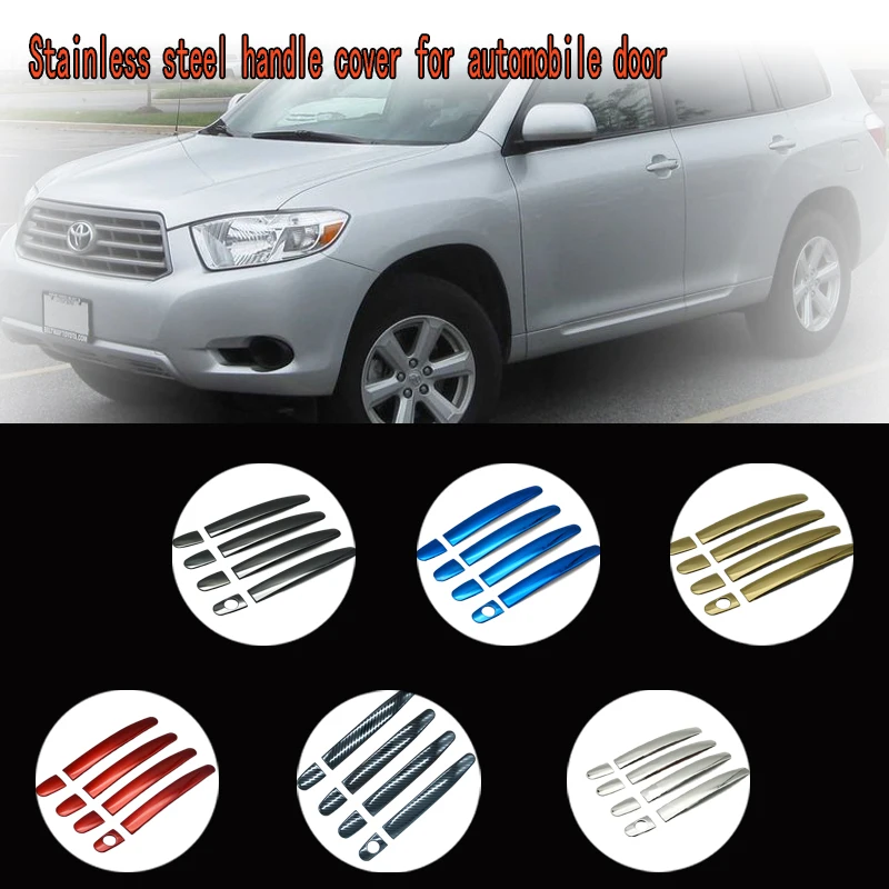 

Car door handle cover stainless steel Chrome decorative sticker For Toyota Highlander XU20 Kluger Hybrid 2001-2008
