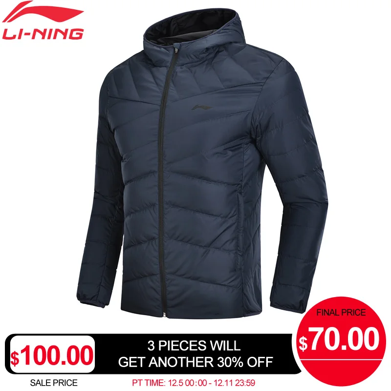 

Li-Ning Men Training Down Jacket Hooded Polyester 90% White Duck Down 3D Fitting li ning LiNing Warm Sports Coats AYMN049 MWY304