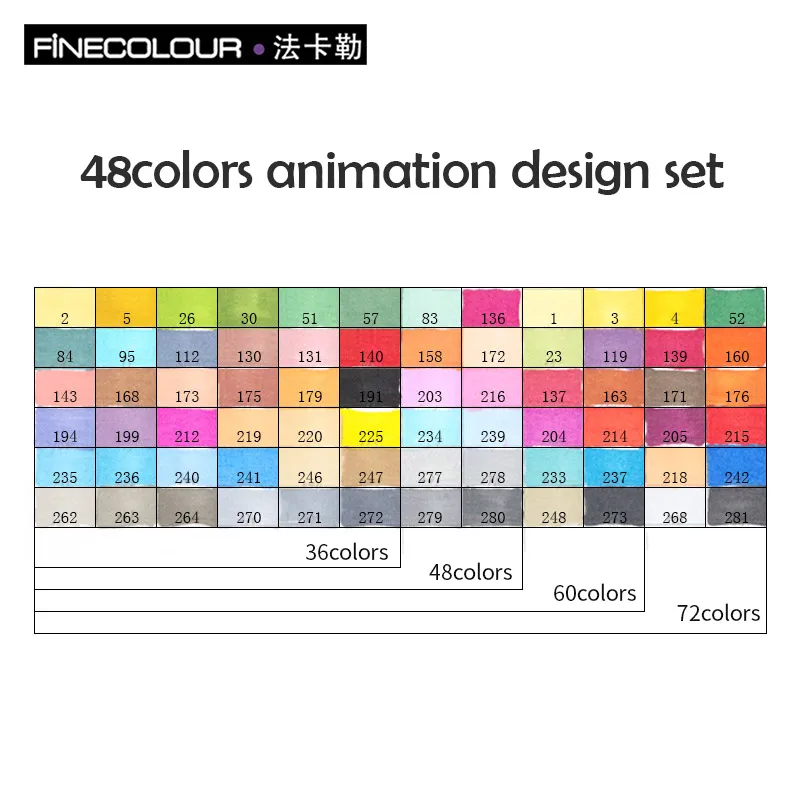 Finecolorour спирт искусство маркер цвет ручка художника двуглавый Эскиз Маркер 36 48 набор EF101 маркеры для рисования - Цвет: 48 animation design