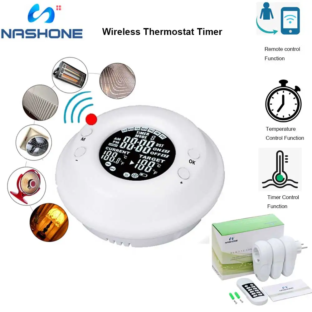 

New Nashone Remote Smart Timing RF radio transmitter thermosta Frequency 433.92Hz Wireless Inteligentny Termostat Bezprzewodowy