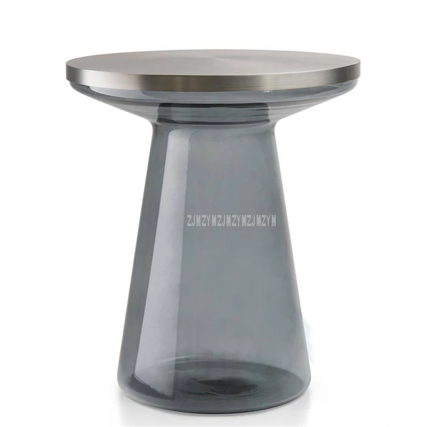 Nordic Round Tea Coffee Table Metal Top Glass Tube Leg Modern Minimalist Home Bedroom Small Sofa Side T Shape Bedside Table Nordic Round Tea Coffee Table Metal Top Glass Tube Leg Modern Minimalist Home Bedroom Small Sofa Side T Shape Bedside Table