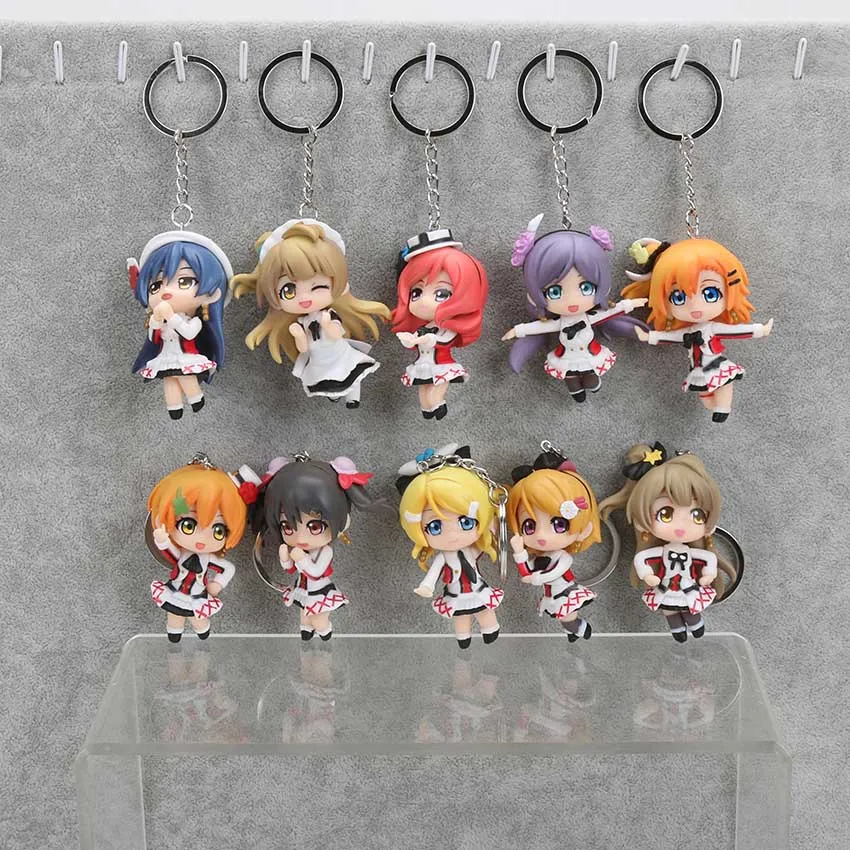 

10pcs/Set Love Live! School idol project Maki Nishikino Kotori Minami Keychain Figure Doll toys pendans keyrings