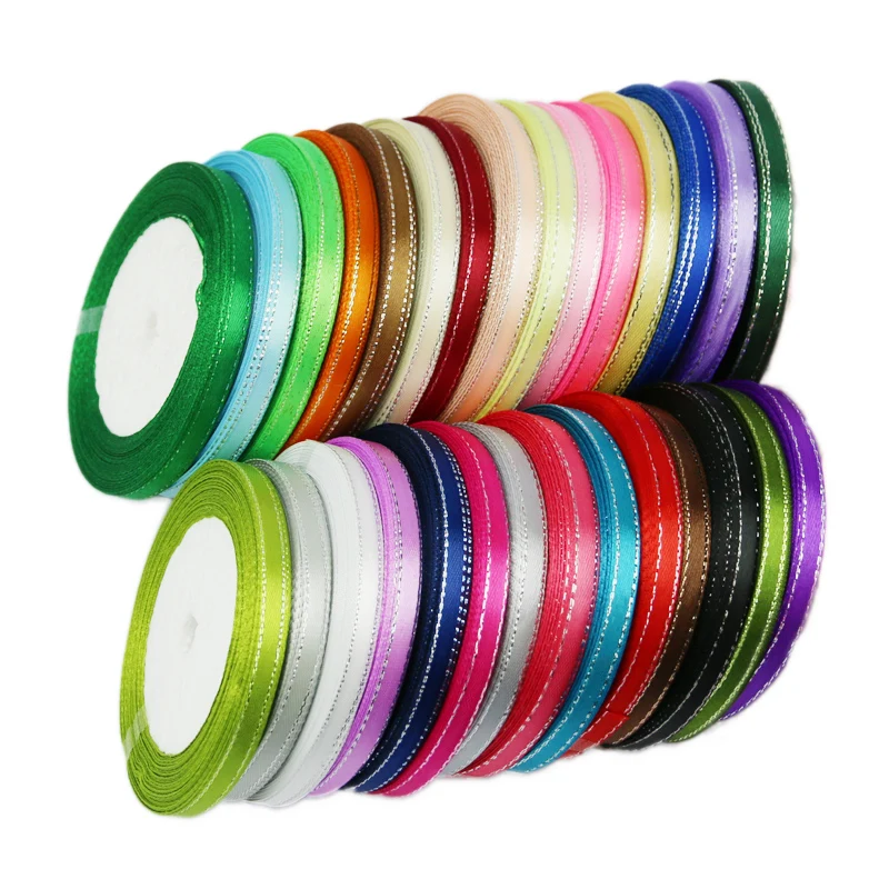 (25 yards/roll) 6mm Silver Edged satin ribbon high quality gift