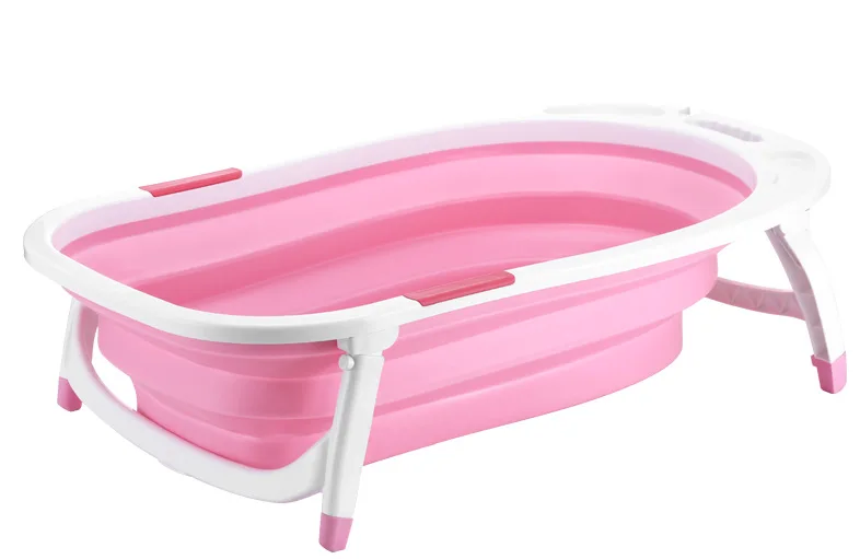 Складной и Портативный детская ванночка плавать Ванна для Портативный для новорожденных Детская ванна Экологичные PP TPR 0 м до 6Y - Цвет: Розовый