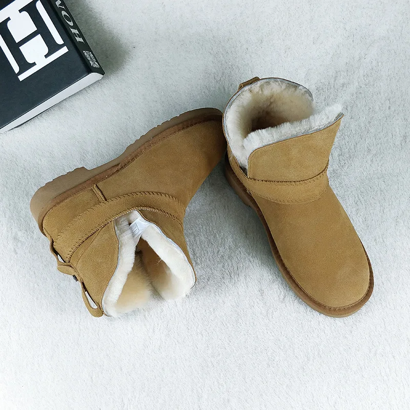 

Dumoo Brand Winter Snow Boots Women Genuine Leather Cow Suede Australia Ankle Boots Warm Wool Fur Botas Shoes Women Plus Size 42
