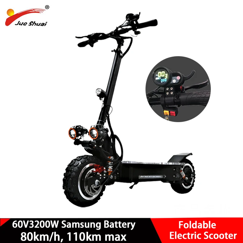  11inch Electric Scooter Adult 60V 3200W Strong Powerful Off Road New Foldable Electric Bicycle Fold