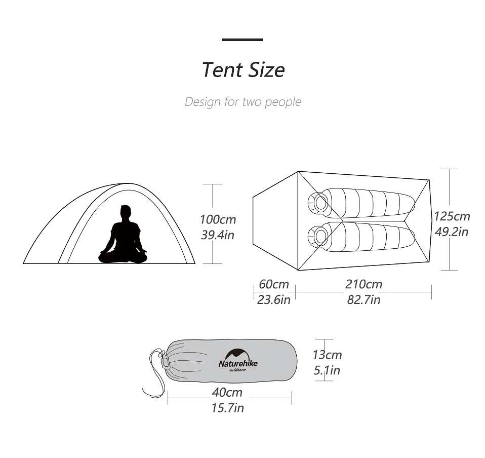 Naturehike модернизированный CloudUp 2 Сверхлегкий тент отдельно стоящий 20D ткань палатки для кемпинга для 2 человек с бесплатным ковриком