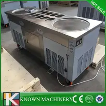 High quality three compressors stainless steel double pan with 10 cooling tanks fried roll ice cream