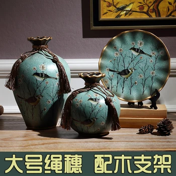 

Ceramic Vase plate three sets of simple European style living room decorative handicrafts ornaments Home Furnishing