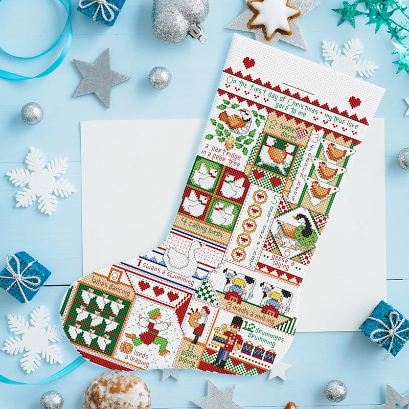 

Christmas stockings cross stitch kit DMC brand thread animal dog count canvas fabric embroidery handmade needlework