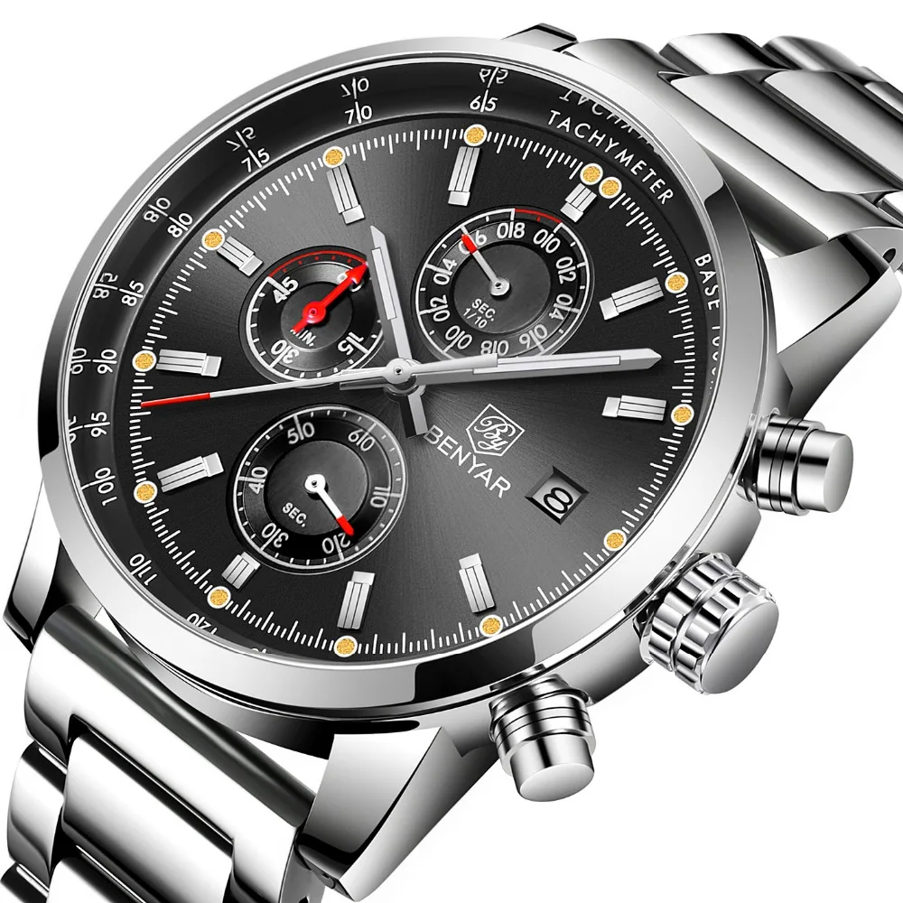 Reloj Hombre 2016 BENYAR новинка хронограф стальные часы мужские роскошные брендовые