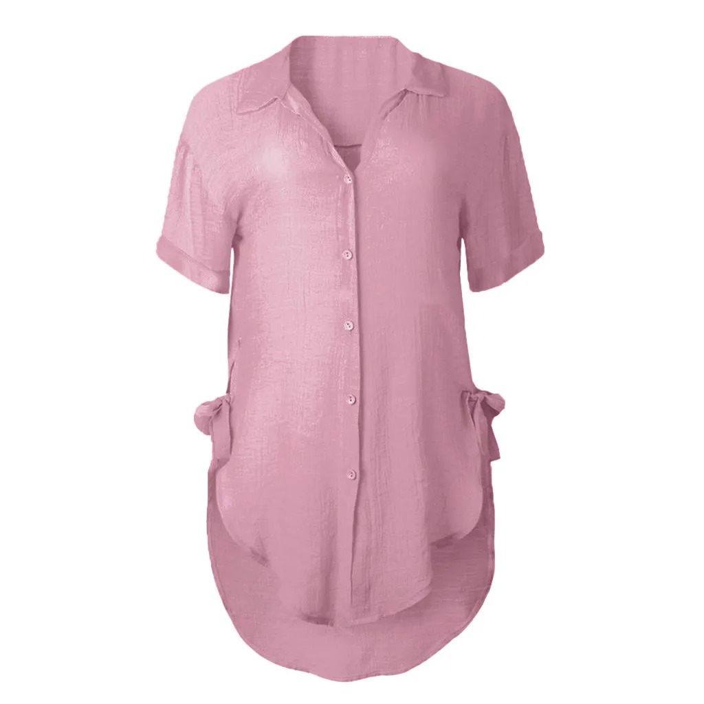 Женские блузки, свободная длинная рубашка на пуговицах, хлопковые женские топы, футболка-блузка, летние женские топы и блузки, camisa feminina, новинка