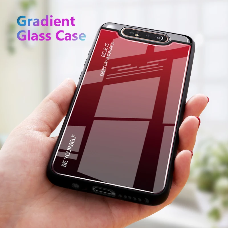 Градиентный стеклянный чехол для samsung Galaxy A80 A 80 A90 A 90 чехол для Samsun 80A 90A телефонный Задний защитный чехол накладка Fundas Capa