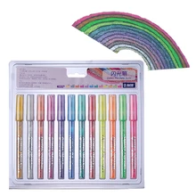 STA 12 шт. блестящие Волшебные маркеры яркий сверкающий цвет металлический маркер водная краска золотая металлическая ручка DIY для черной бумаги камень дерево