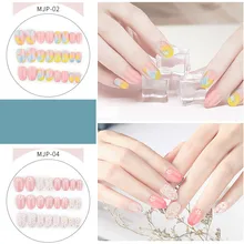 

SexeMara Beautiful Flowers 24pcs French Printing False Nail With Diamonds Nail Tips Art Design Fake Nails Sweet And Cute