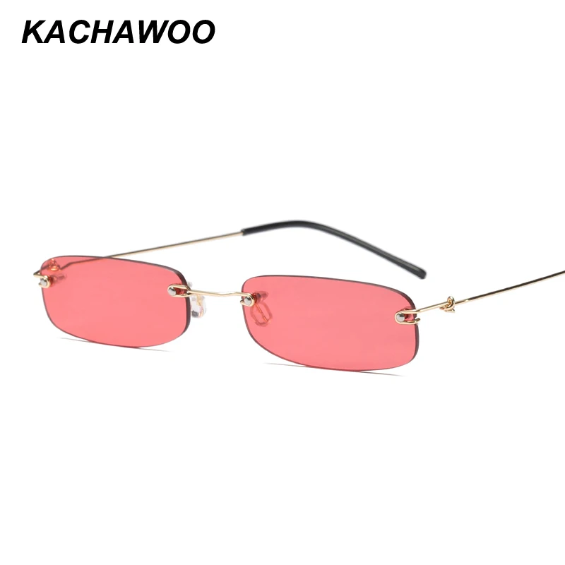 Kachawoo, узкие солнцезащитные очки для мужчин, золотая металлическая оправа, черные маленькие прямоугольные солнцезащитные очки без оправы, Женские аксессуары, горячая распродажа