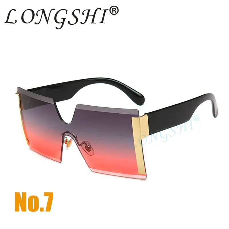 LONGSHI Квадратные Солнцезащитные очки для мужчин размера плюс, женские очки с большой полуободковой оправой UV400 Gafas, очки для вождения - Название цвета: 7